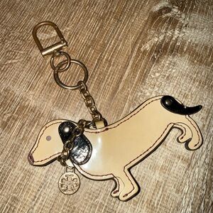 Tory Burch Cream and Black Dog Keychain